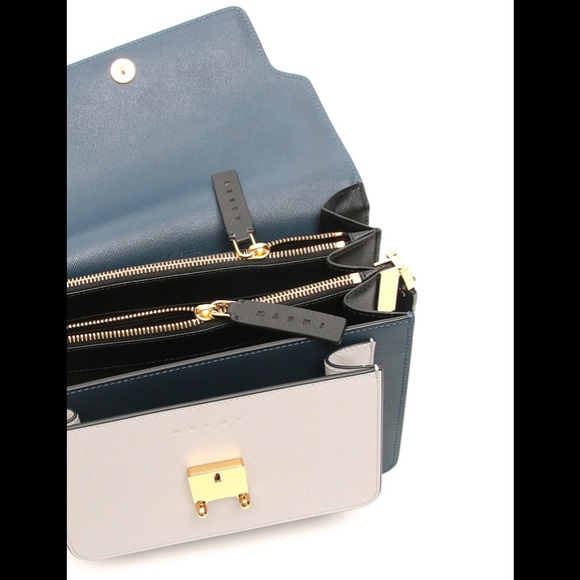 Marni Navy & White Staffiano Medium Trunk Shoulder Bag Made in Italy NWT - Picture 6 of 6